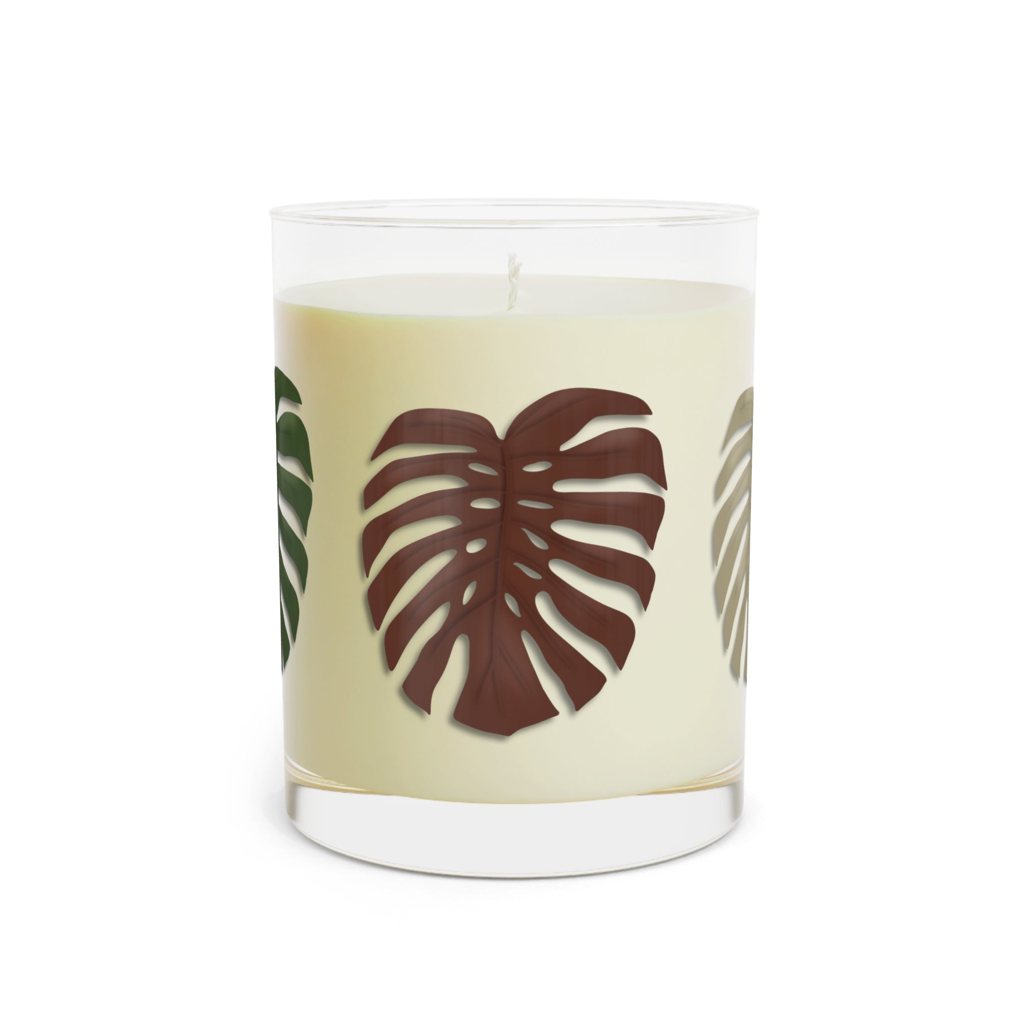 Monstera Deliciosa 11oz Candle In Reusable Glass Jar Soy Wax With White Tea Fig Lavender Sage Ocean Mist