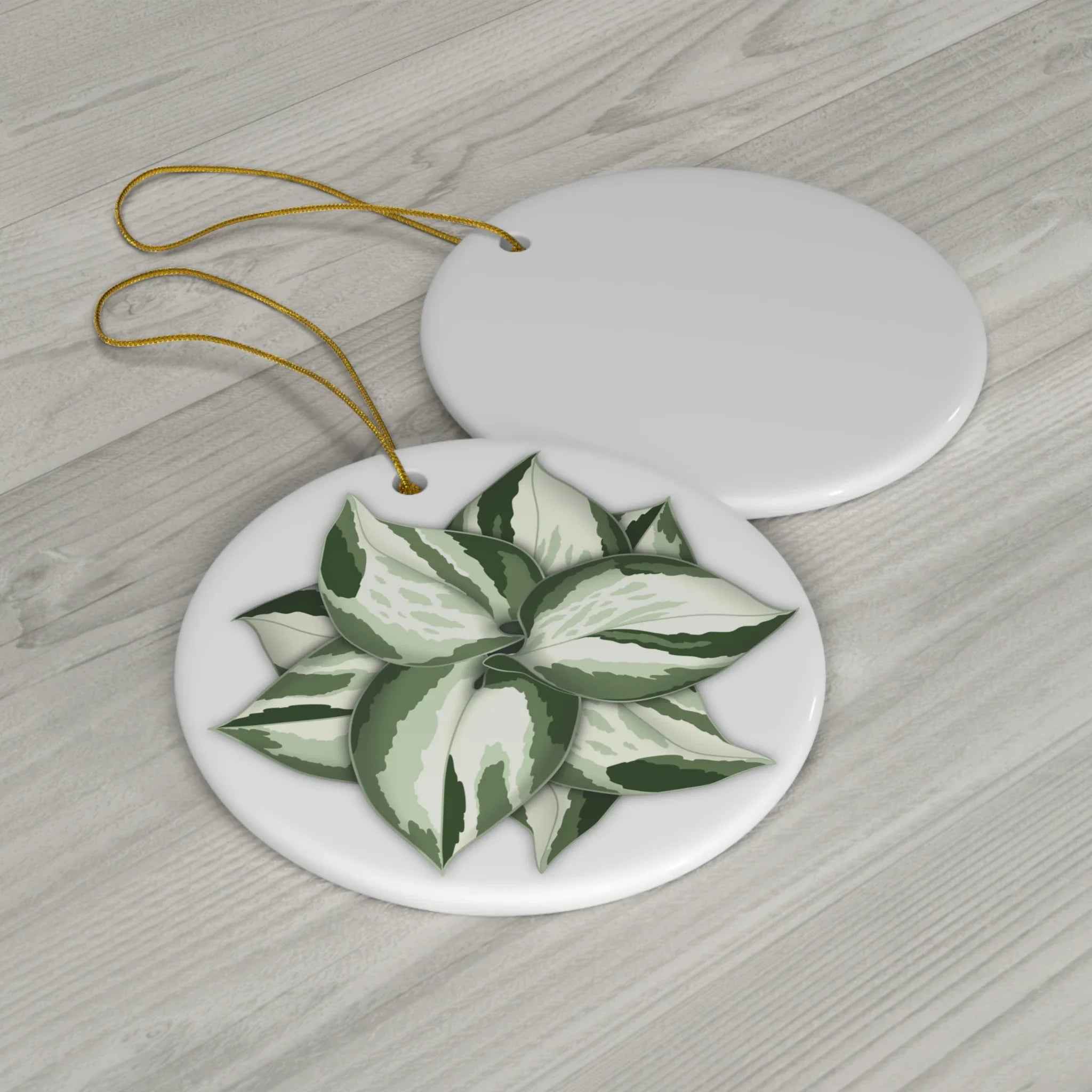 Manjula Pothos Ornament Glossy Ceramic Holiday Tree Decoration With Gold String Gift Idea