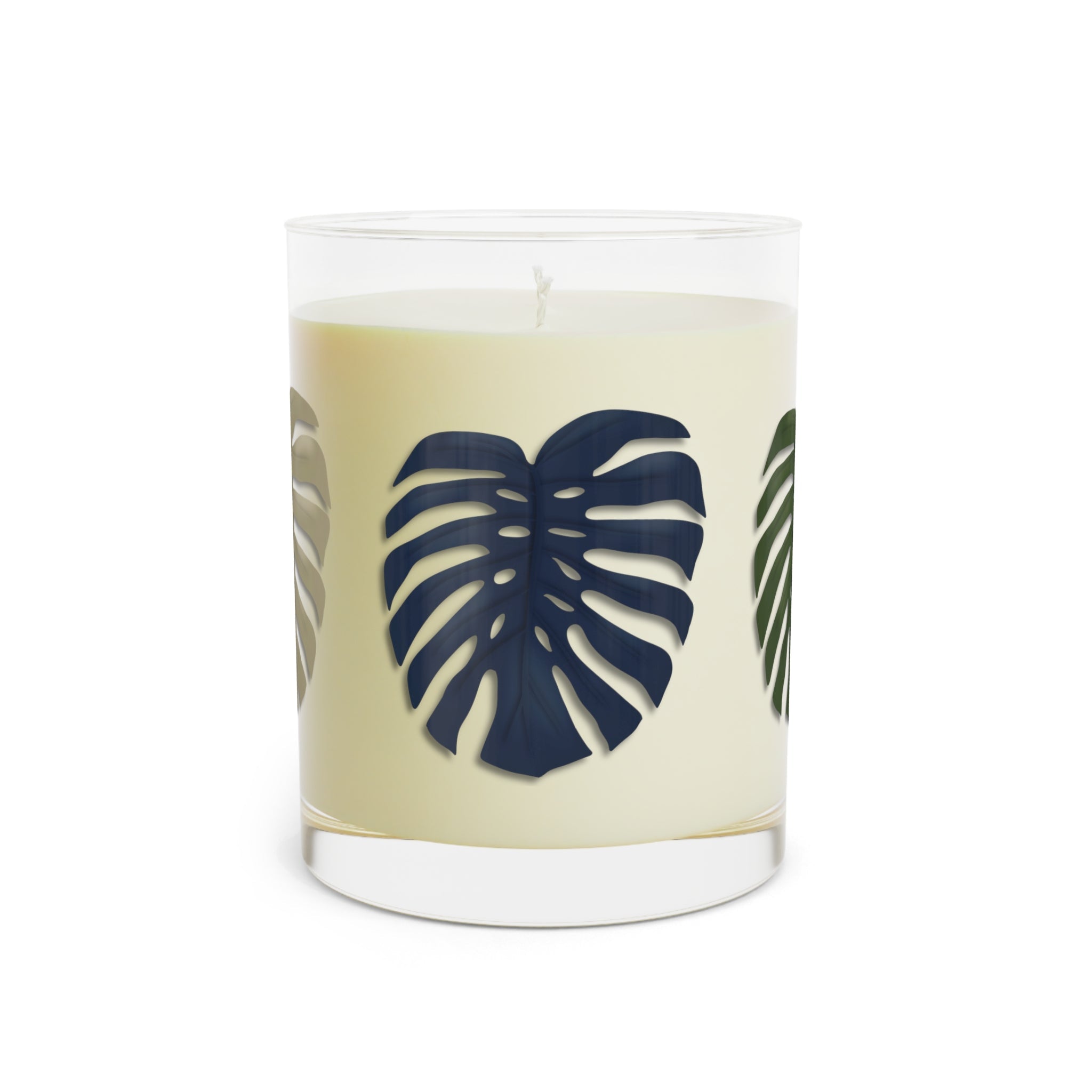 Monstera Deliciosa 11oz Candle In Reusable Glass Jar Soy Wax With White Tea Fig Lavender Sage Ocean Mist