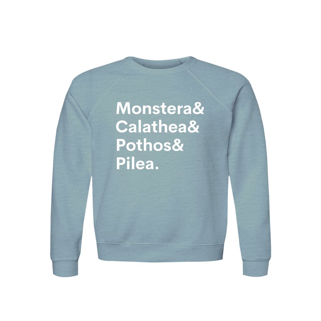 Plant Lover Sweatshirt for Plant Enthusiasts Monstera Calathea Pothos Pilea Cozy Midweight Organic Cotton
