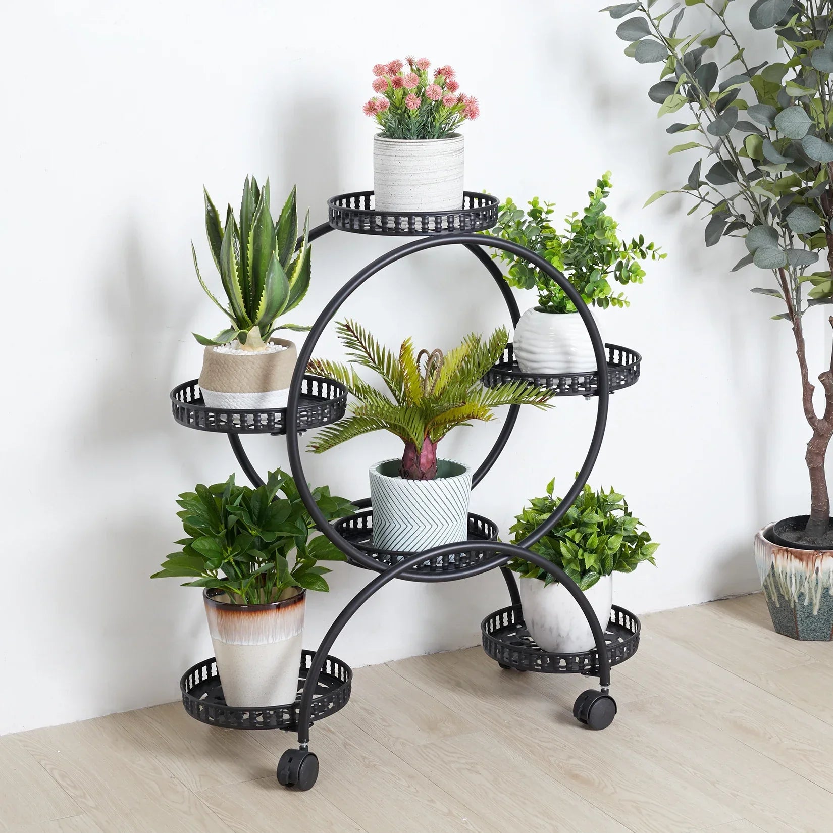 DecorBites™ 4-Wheel Plant Stand with 6 Pots
