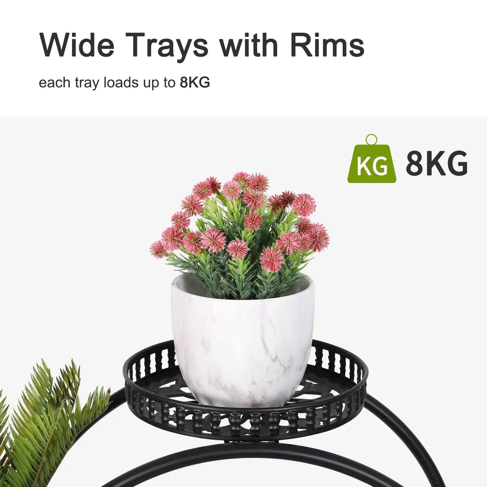 DecorBites™ 4-Wheel Plant Stand with 6 Pots