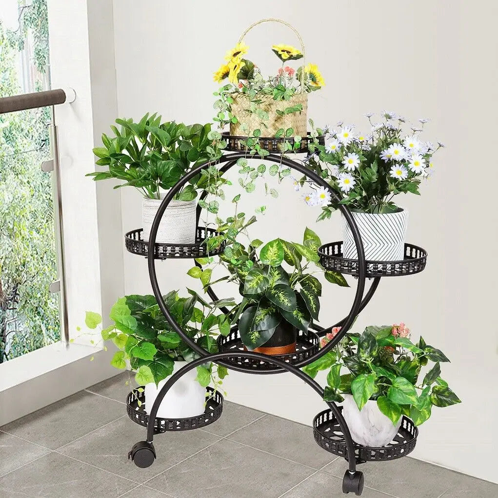 DecorBites™ 4-Wheel Plant Stand with 6 Pots