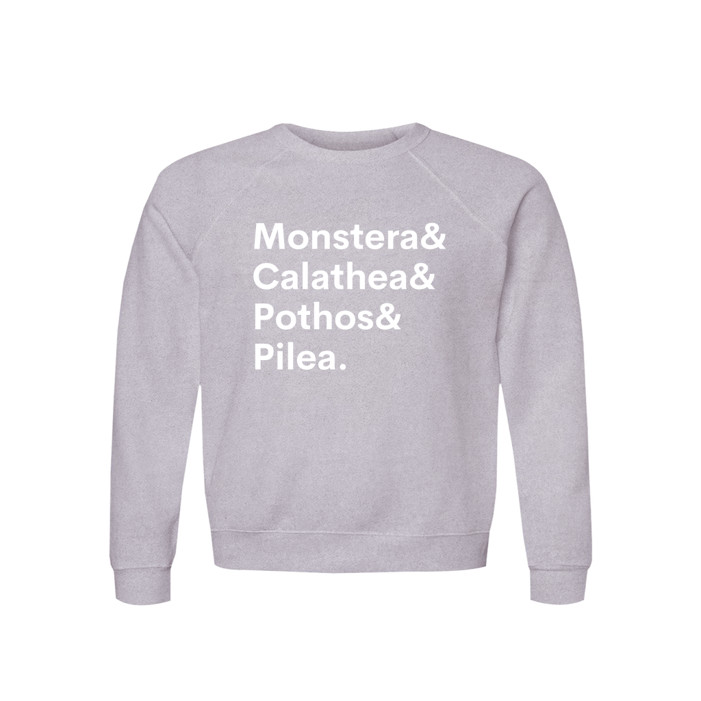 Plant Lover Sweatshirt for Plant Enthusiasts Monstera Calathea Pothos Pilea Cozy Midweight Organic Cotton