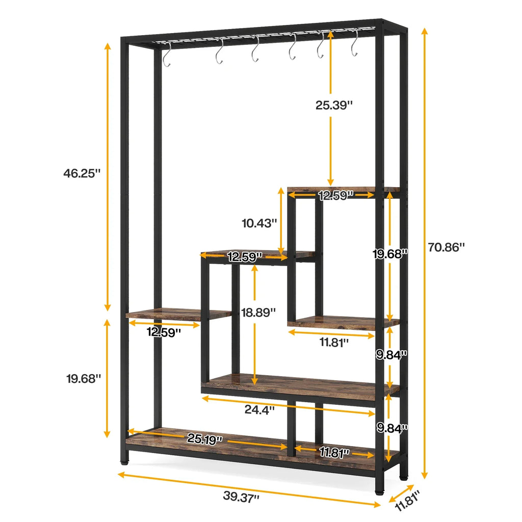 DecorBites™ 5-Tier Tall Metal Plant Stand with Hanging Hooks