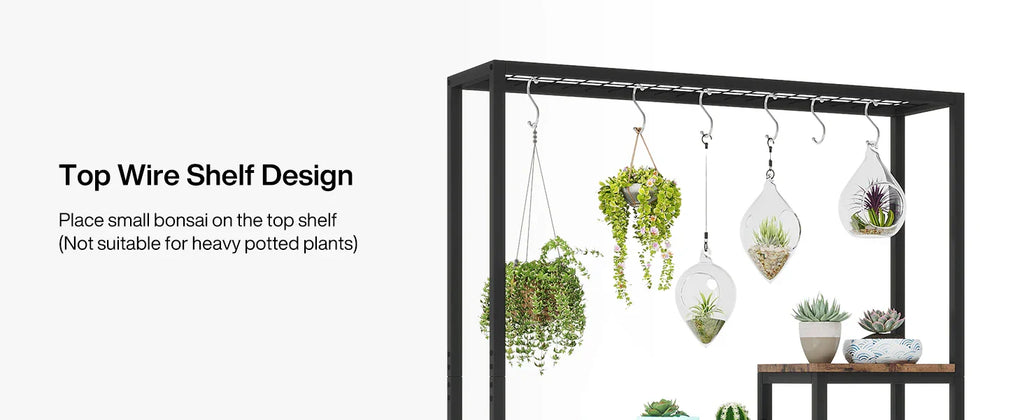 DecorBites™ 5-Tier Tall Metal Plant Stand with Hanging Hooks