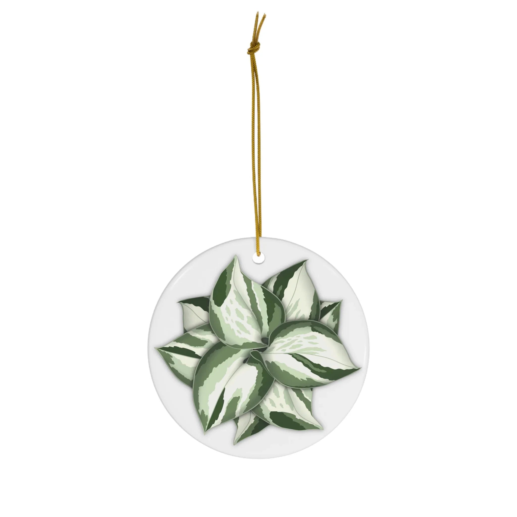 Manjula Pothos Ornament Glossy Ceramic Holiday Tree Decoration With Gold String Gift Idea