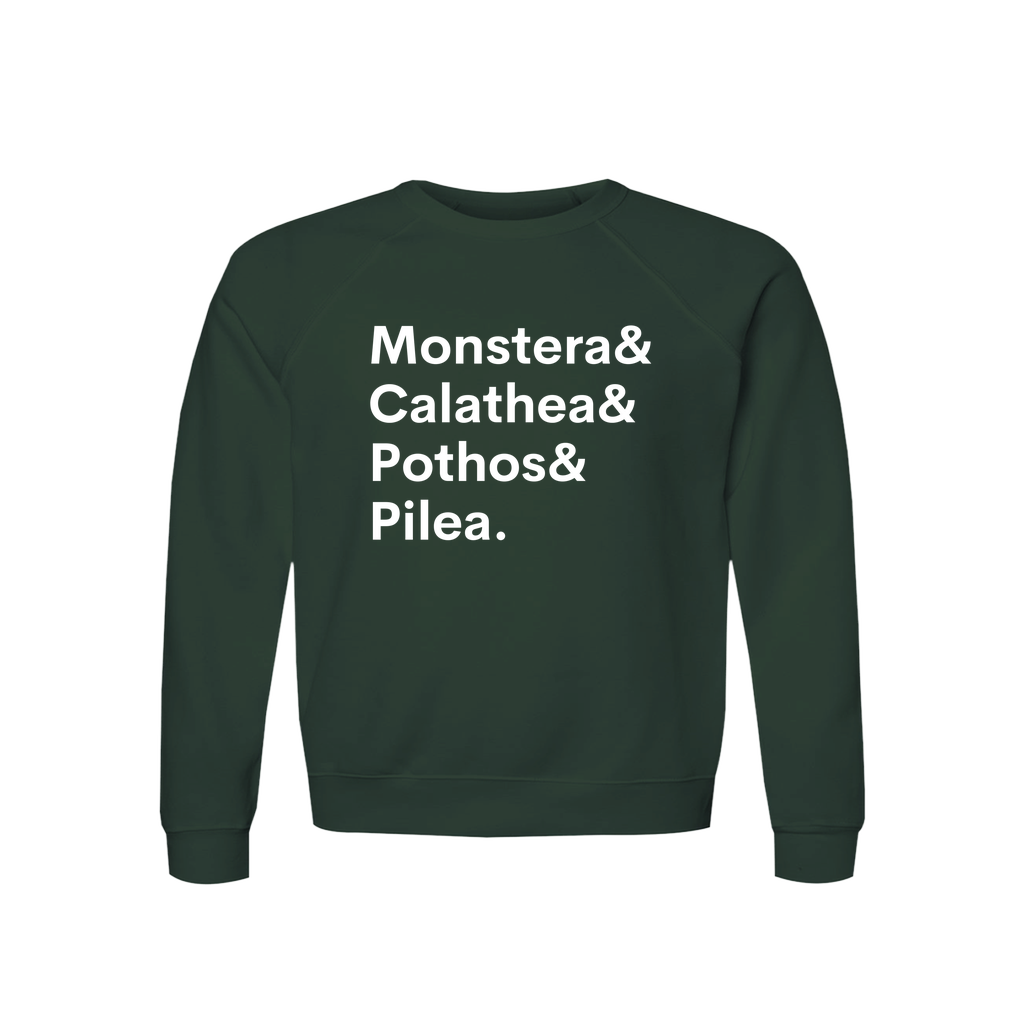 Plant Lover Sweatshirt for Plant Enthusiasts Monstera Calathea Pothos Pilea Cozy Midweight Organic Cotton