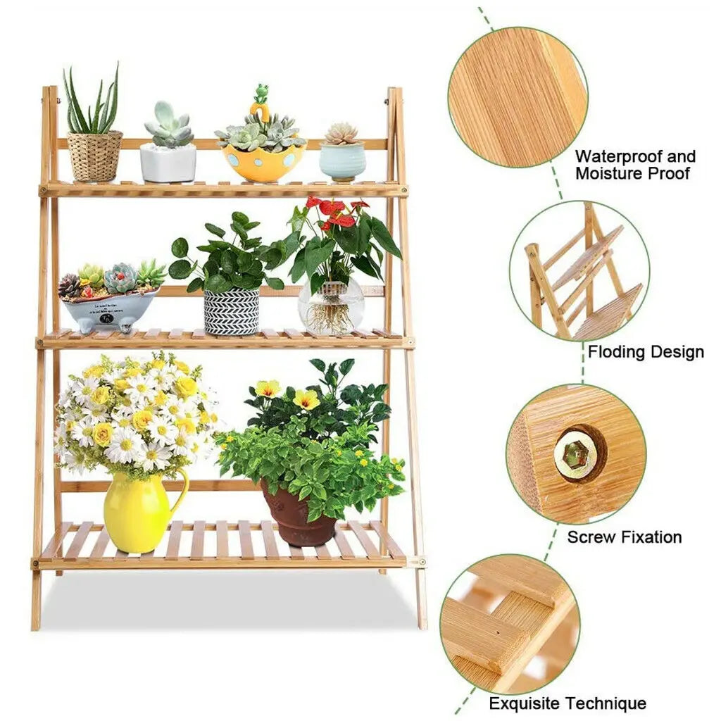 DecorBites™ Bamboo Plant Stand Organizer Shelf - Indoor/Outdoor