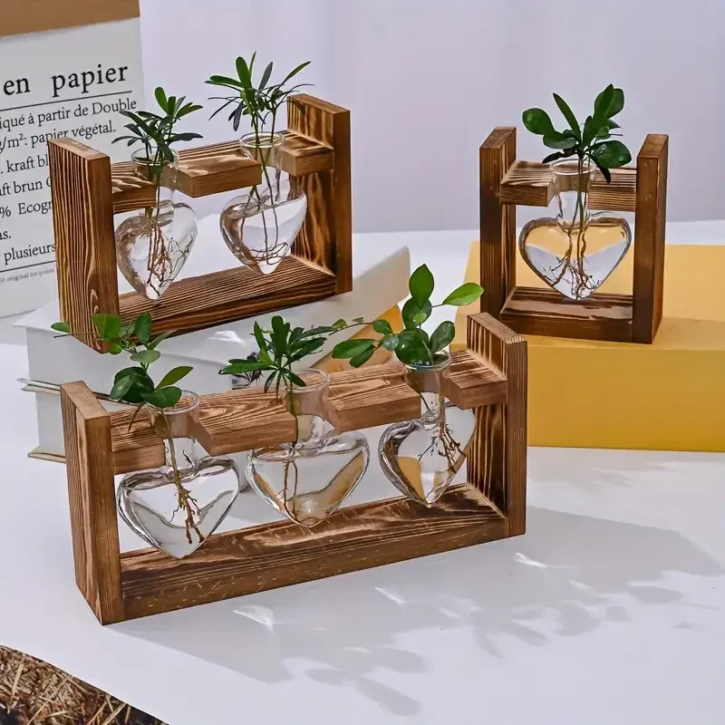 DecorBites™ Glass Vase Terrarium with Wooden Frame