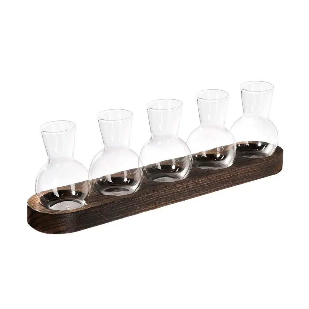 DecorBites™ Hydroponic Glass Vase with Wooden Tray