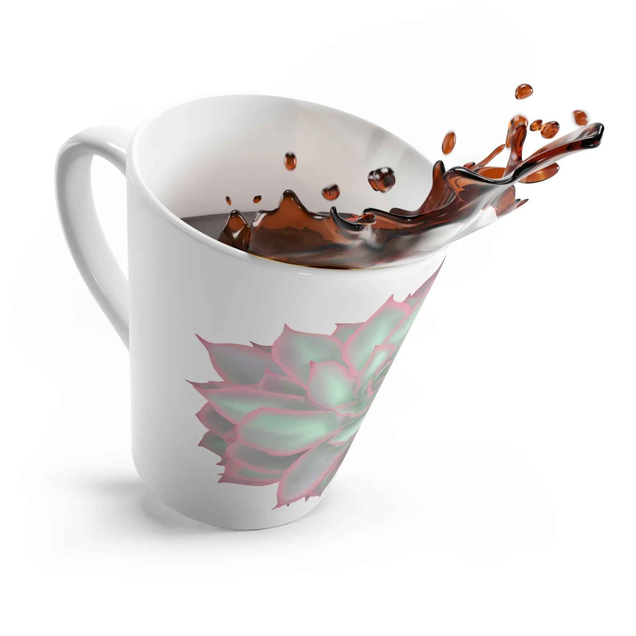 Succulent Mug Ceramic Coffee Cup With Violet Rosette Design 12 Oz Ideal Gift For Home And Kitchen