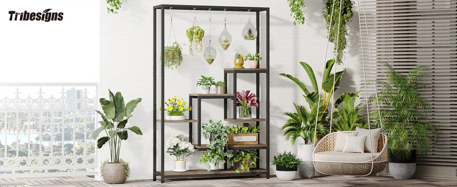 DecorBites™ Modern 5-Tier Tall Metal Plant Stand