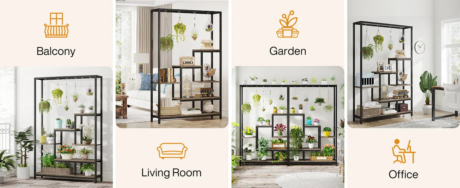 DecorBites™ Modern 5-Tier Tall Metal Plant Stand