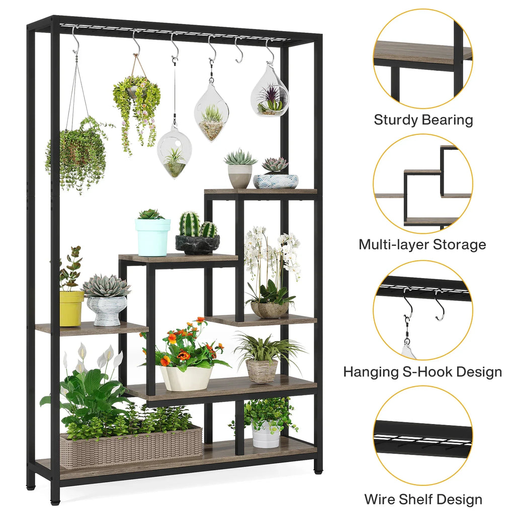 DecorBites™ Modern 5-Tier Tall Metal Plant Stand