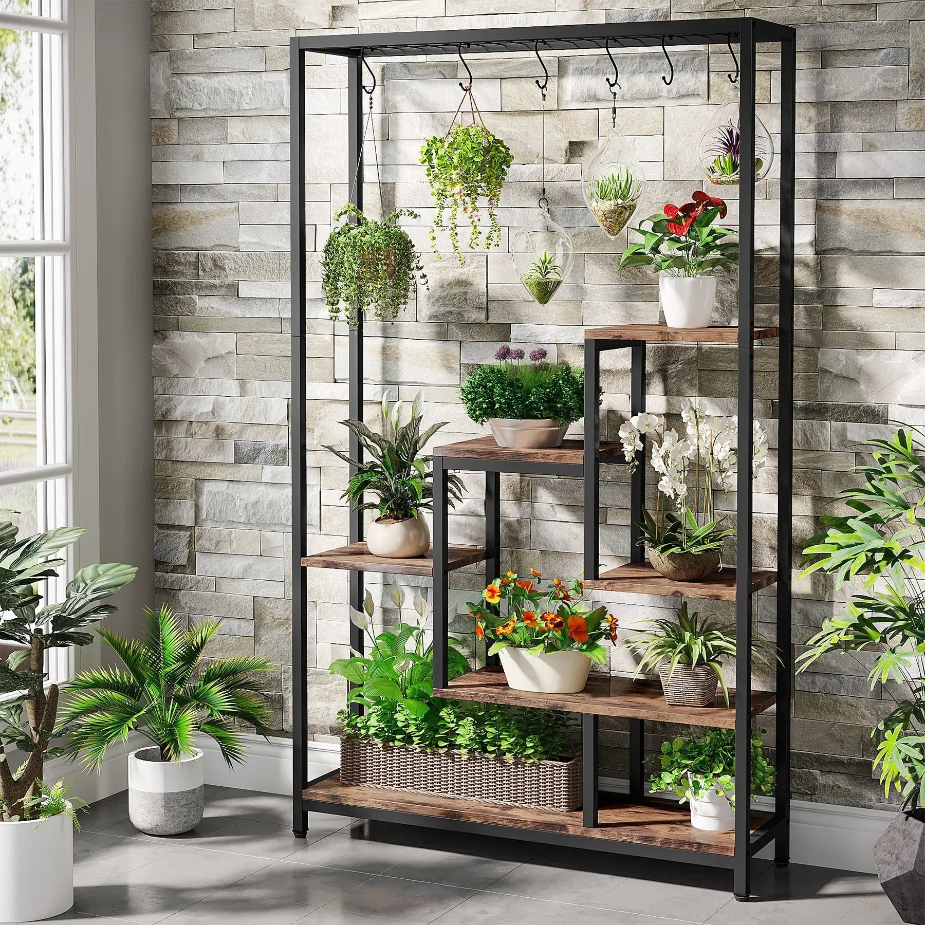 DecorBites™ Modern 5-Tier Tall Metal Plant Stand