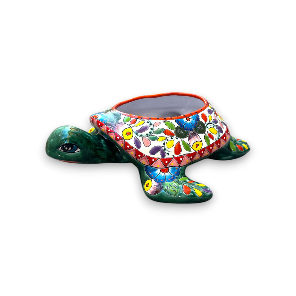 Talavera Sea Turtle Planter | Hand-Painted Mexican Ceramic Pot